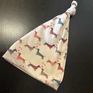 Newborn Baby Hat Cap Top Knot Dachshund In Sweaters Hearts Love Hospital Photo